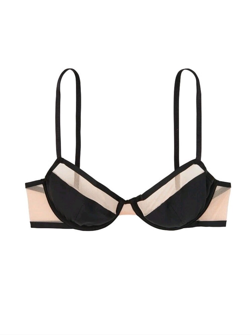 Victoria's secret very sexy unlined mesh demi bra TAN BLACK 32E 32DD